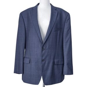 NWOT Michael Kors Navy Blue Windowpane Plaid Check Suit Blazer Jacket- Men's